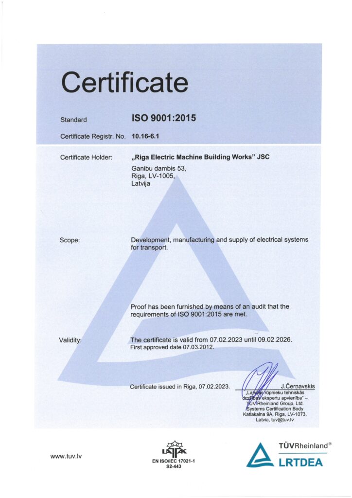 RER renewed its ISO certification according to production quality standards.